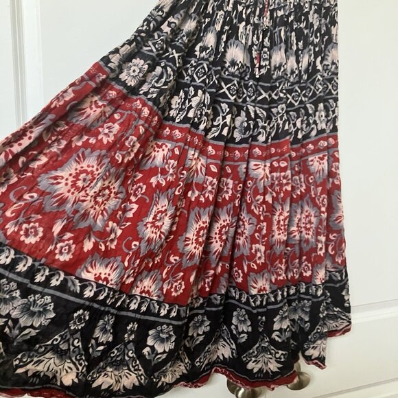 Vintage Jessie Midi Skirt Womens Floral Cotton Gauze Boho Hippie Pull On Comfy - Picture 4 of 9